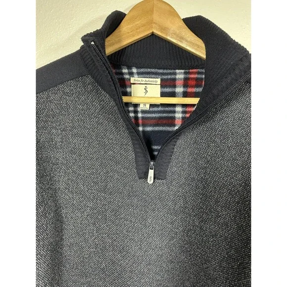 Scott James Sweater Mens Small Gray Quarter Zip Pullover Fleece Lined Warm Knit - Picture 4 of 7
